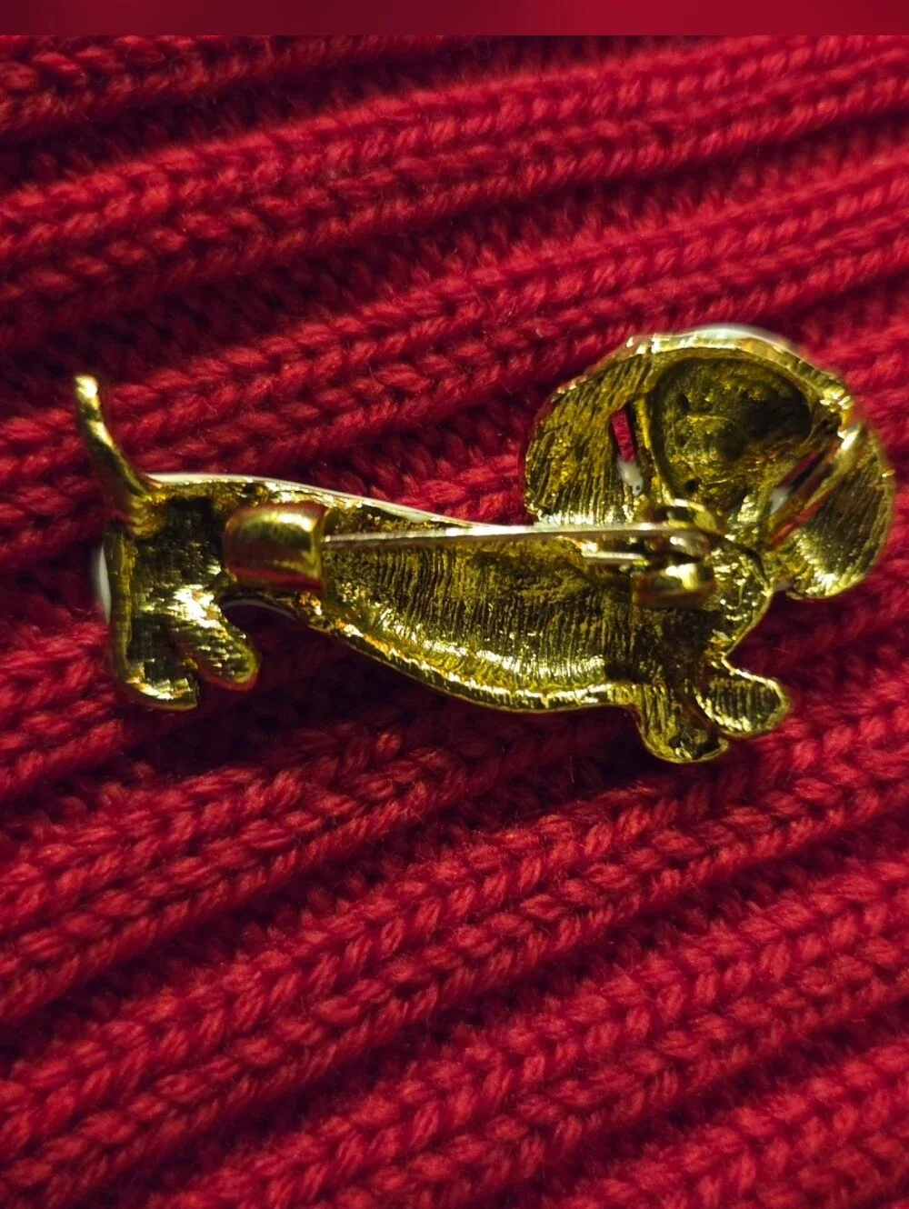 Artisan Cream and Gold Dachshund Brooch Pin